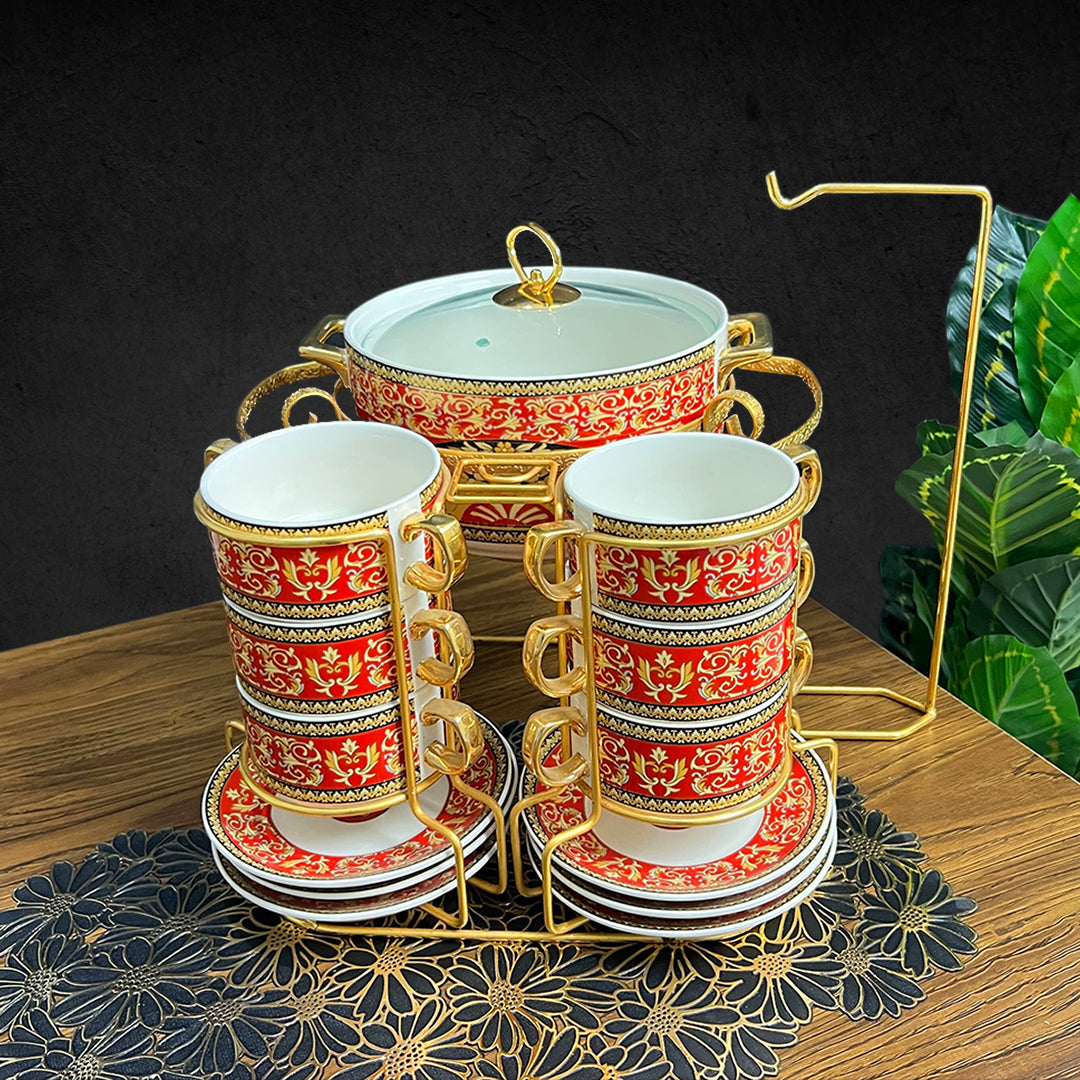 Red Versace Soup set 13 Pieces Design Soup