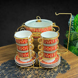 Red Versace Soup set 13 Pieces Design Soup