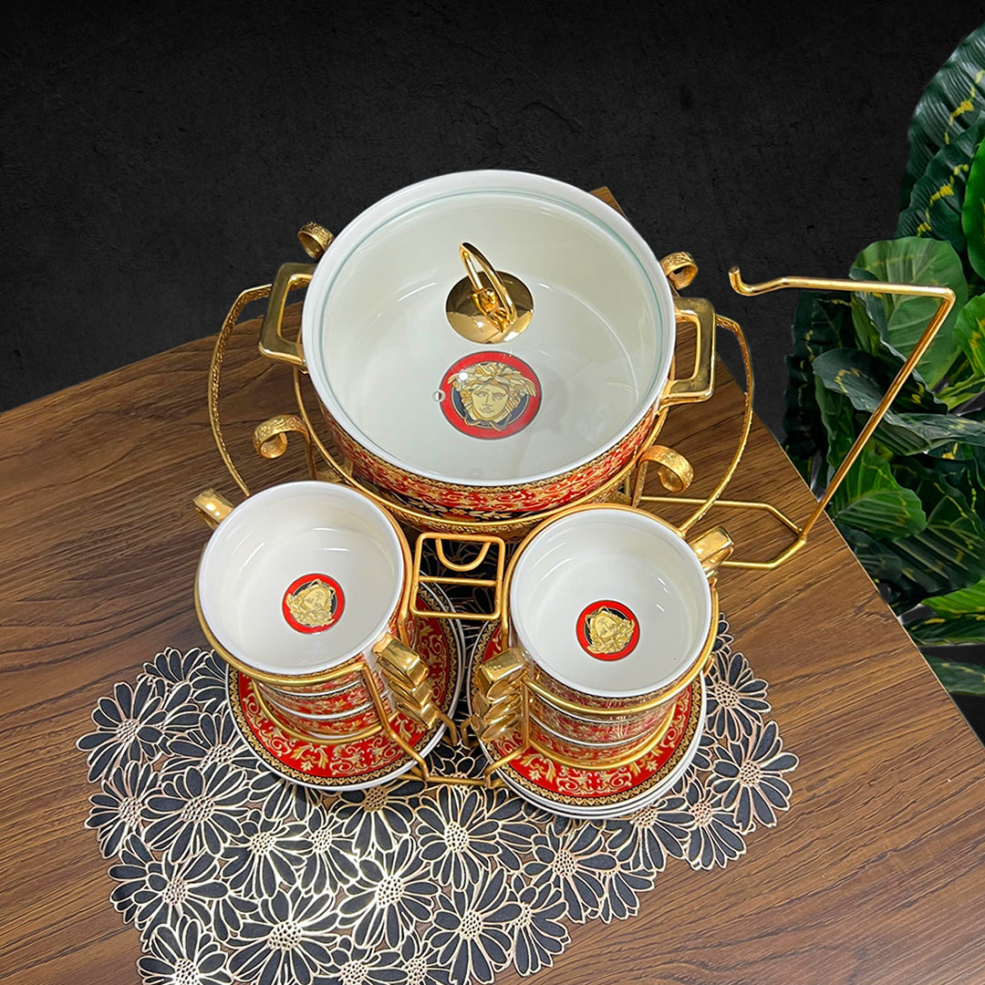 Red Versace Soup set 13 Pieces Design Soup