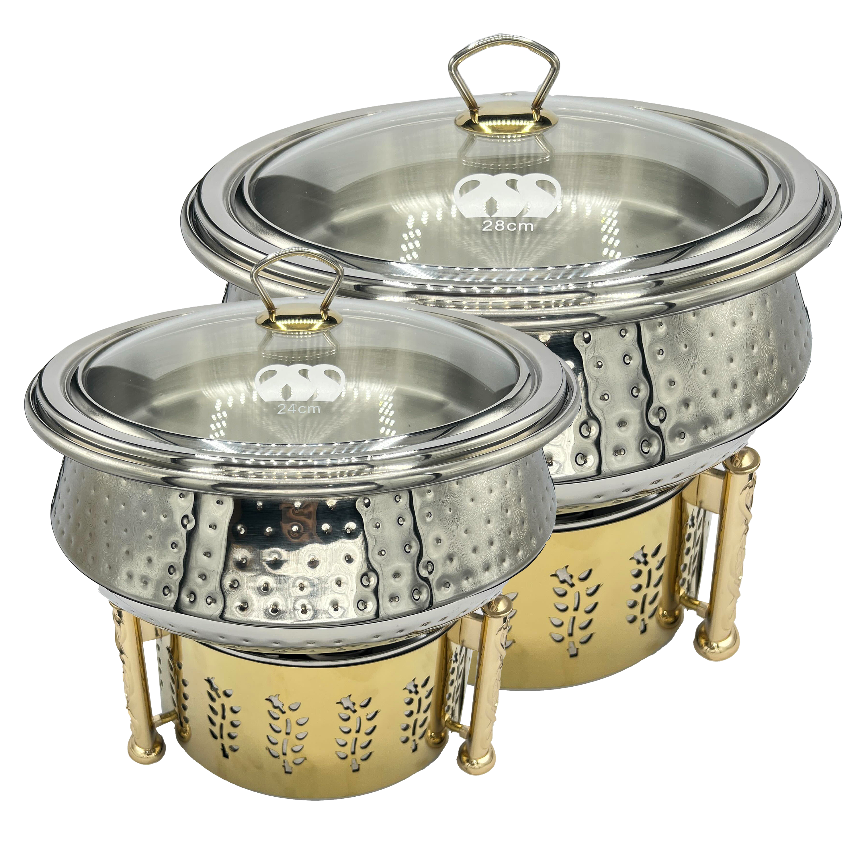 Small 24cm Chafing Dishes with Burner Stand & Steamer-Stainless Steel