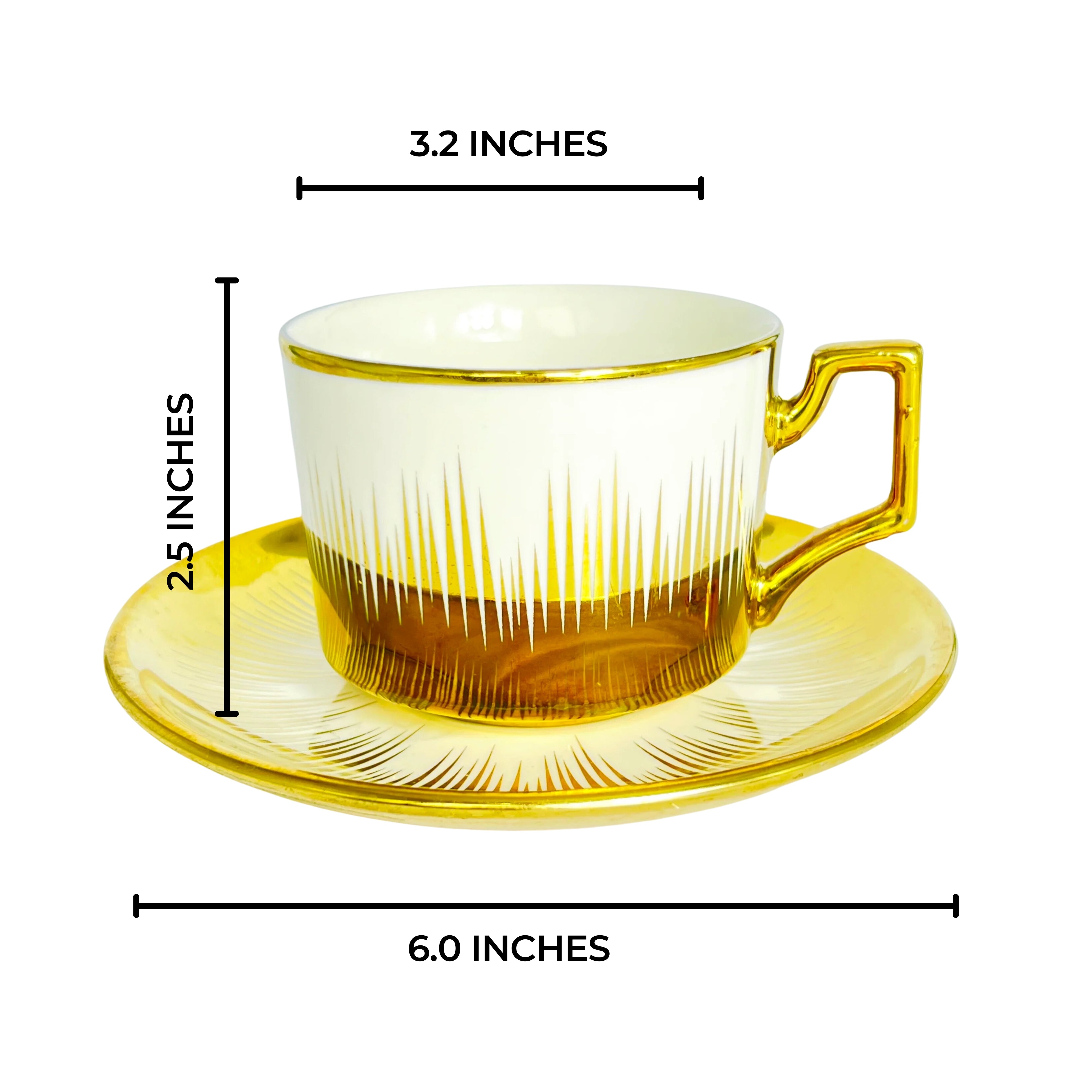6 Persons Ceramic Tea cup & Saucer Set - Luxurious Design