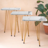 Metal Legs Table Set High Quality Glossy Top Waterproof MDF – White Square