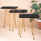Metal Legs Table Set High Quality Glossy Top Waterproof MDF – Black Square