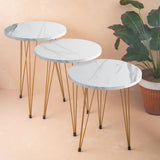 Metal Legs Table Set High Quality Glossy Top Waterproof MDF – White Round