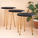 Metal Legs Table Set High Quality Glossy Top Waterproof MDF – Black Round
