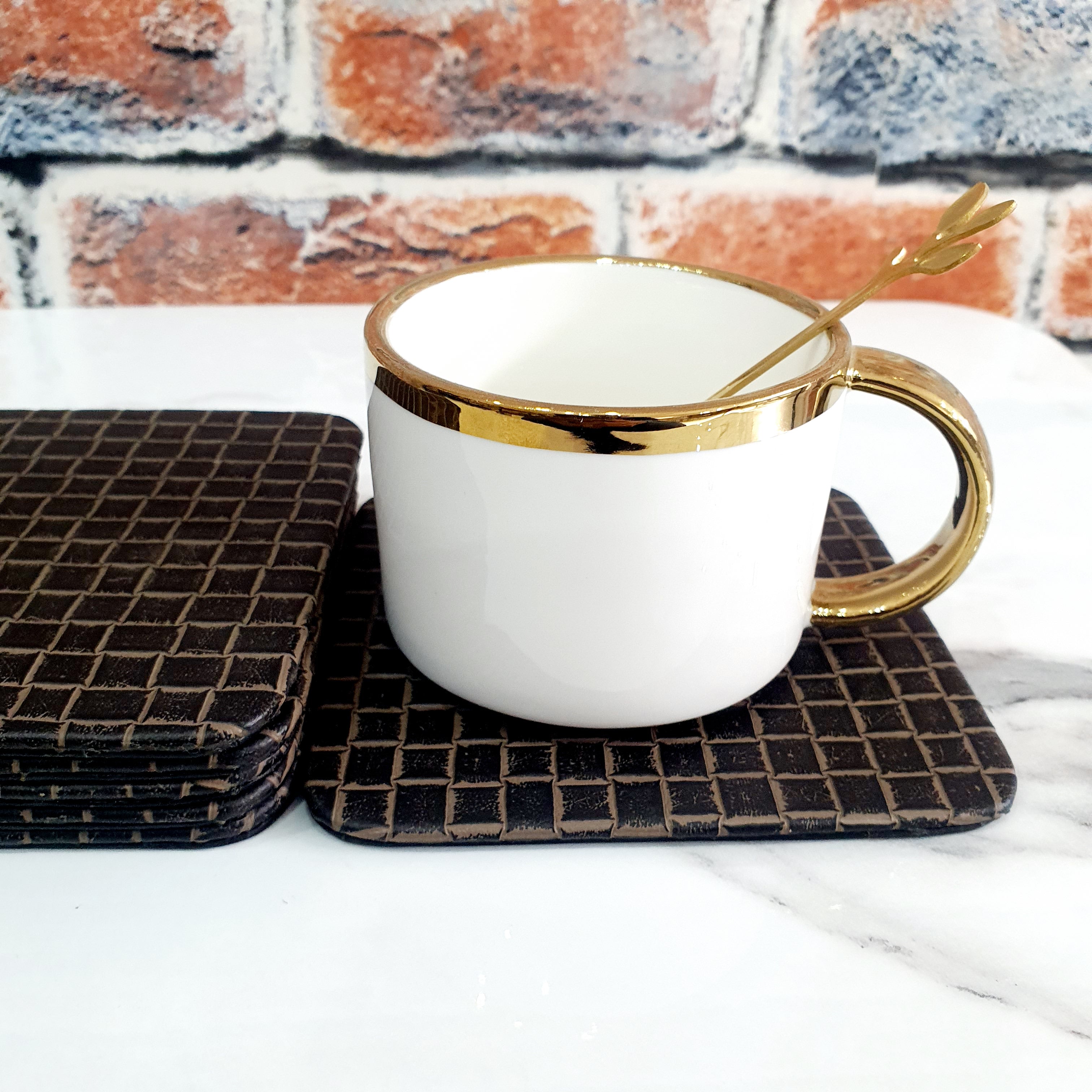 Leather Coaster Mats Square-Chocolate Brown