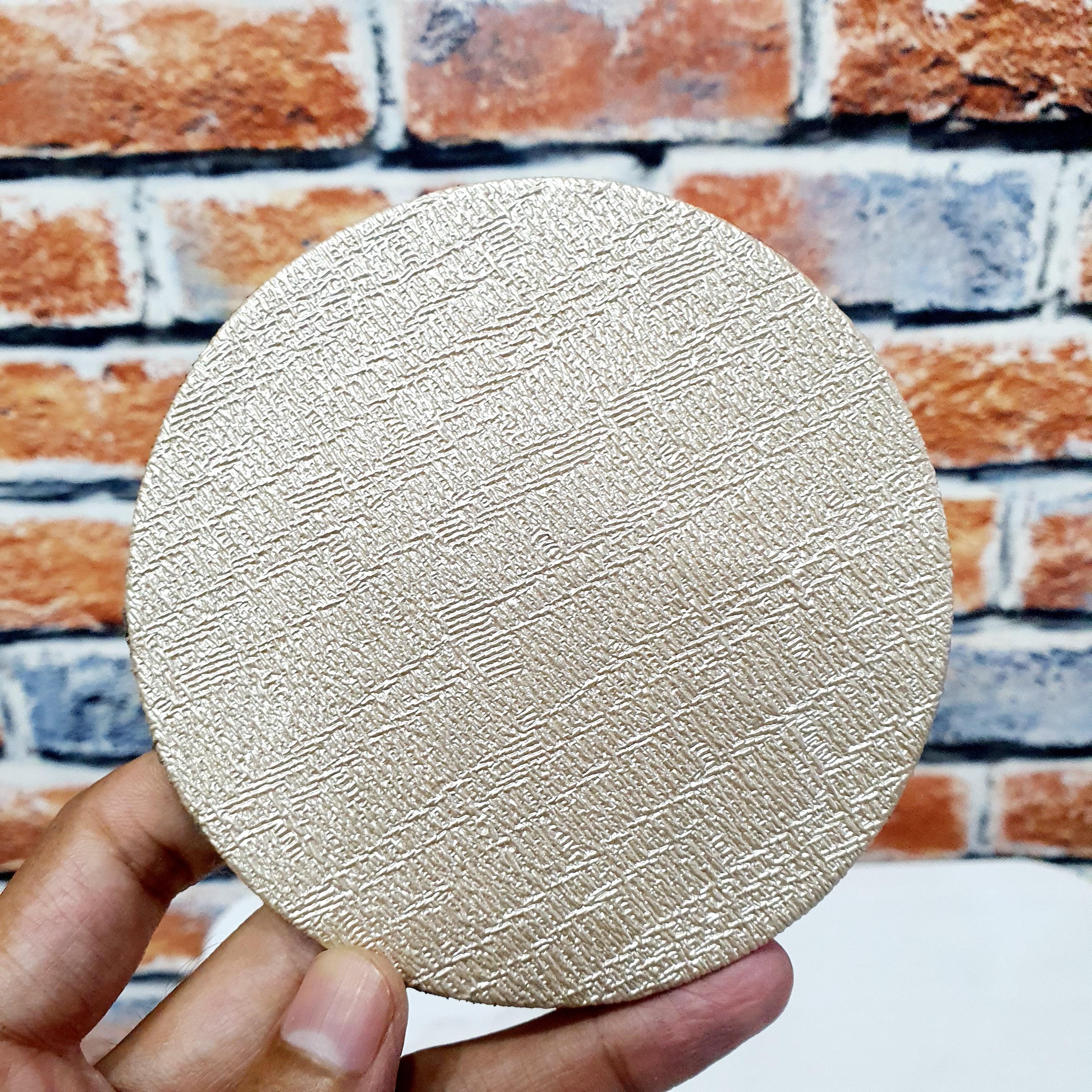 Leather Coaster Mats Round-Glittering Gold