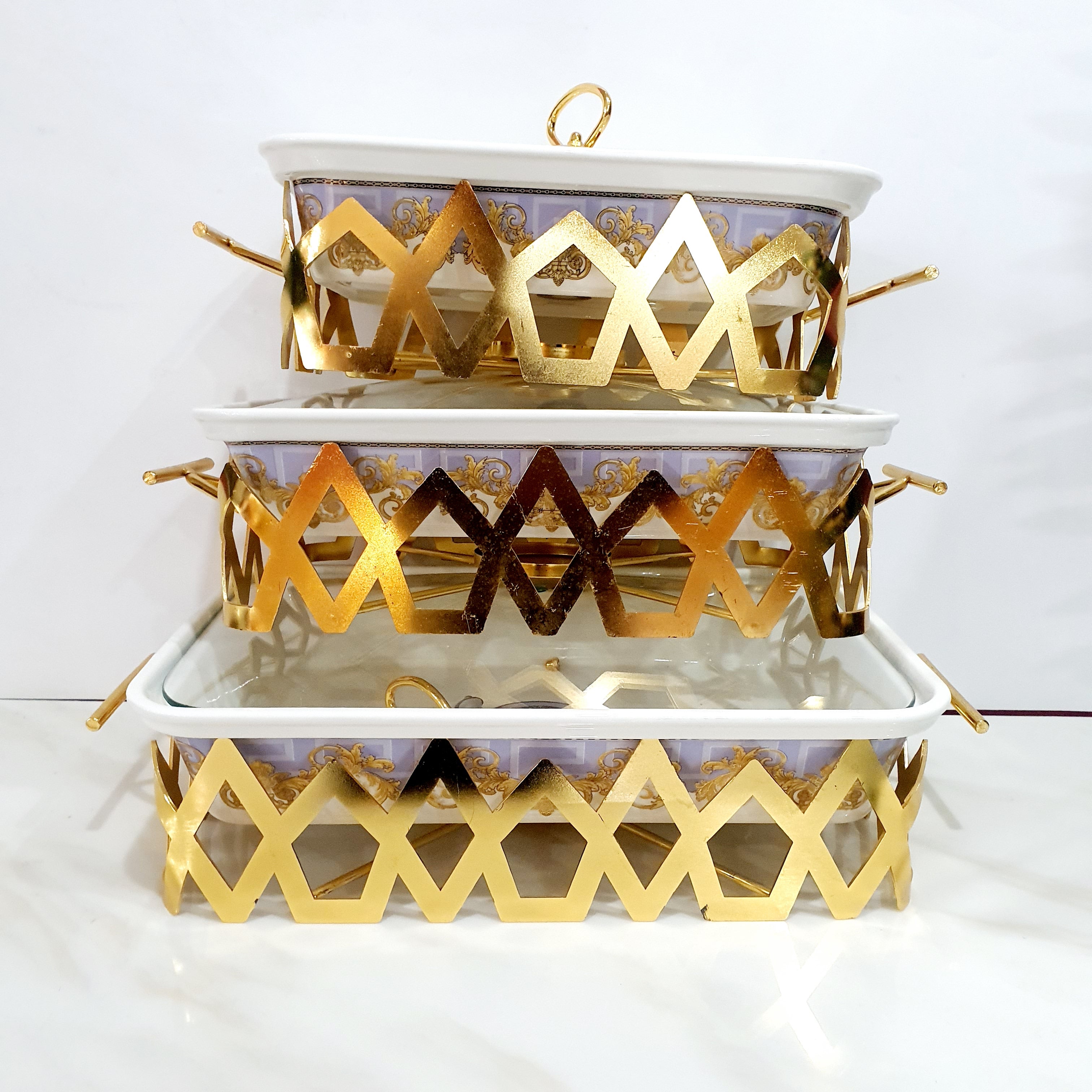 Versace Buffet Dishes Set of 3 -Mauve