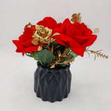 Flowers With Pots - Romantic Rose with Golden Tulips