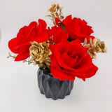 Flowers With Pots - Romantic Rose with Golden Tulips
