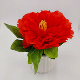 Flowers With Pots - Large Red Mangolian - White Pot