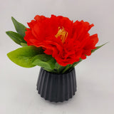 Flowers With Pots - Large Red Mangolian - Black Pot