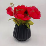 Flowers With Pots - Glittery Pink Rose - Black Pot