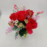 Flowers With Pots - Fuchsia Pink Bunch - White Pot