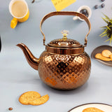 Stainless Steel Kettle Bronze - Hammered Spherical Tea pot With Strainer