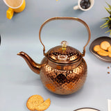Stainless Steel Kettle Bronze - Hammered Spherical Tea pot With Strainer