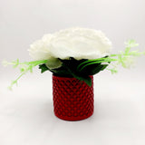 Flowers With Pots - White Rose With Cherry Red Pots - Bricks Design