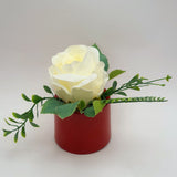 Flowers With Pots - White Rose Flower With Cherry Red Pot - 1 Piece