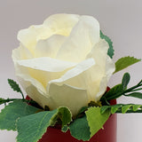 Flowers With Pots - White Rose Flower With Cherry Red Pot - 1 Piece