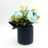 Flowers With Pots - Blue Rose - Black Pot