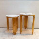 Set of 2 Circular Nesting Tables - White MDF Top