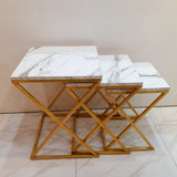 Set of 3 - X Nesting Table - White MDF Top