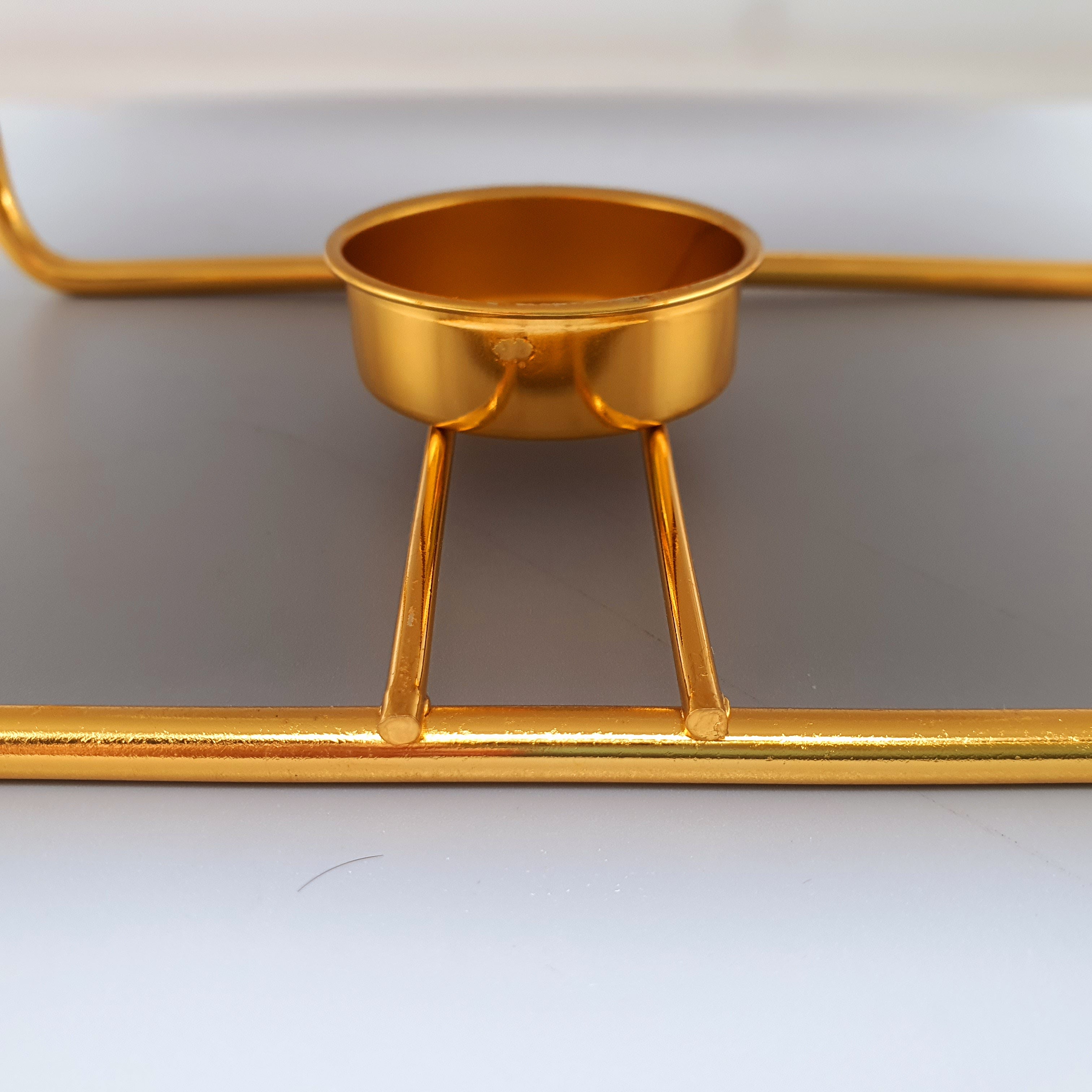 Set of 3 Nordic Buffet Dish - White & Golden Buffet Dish