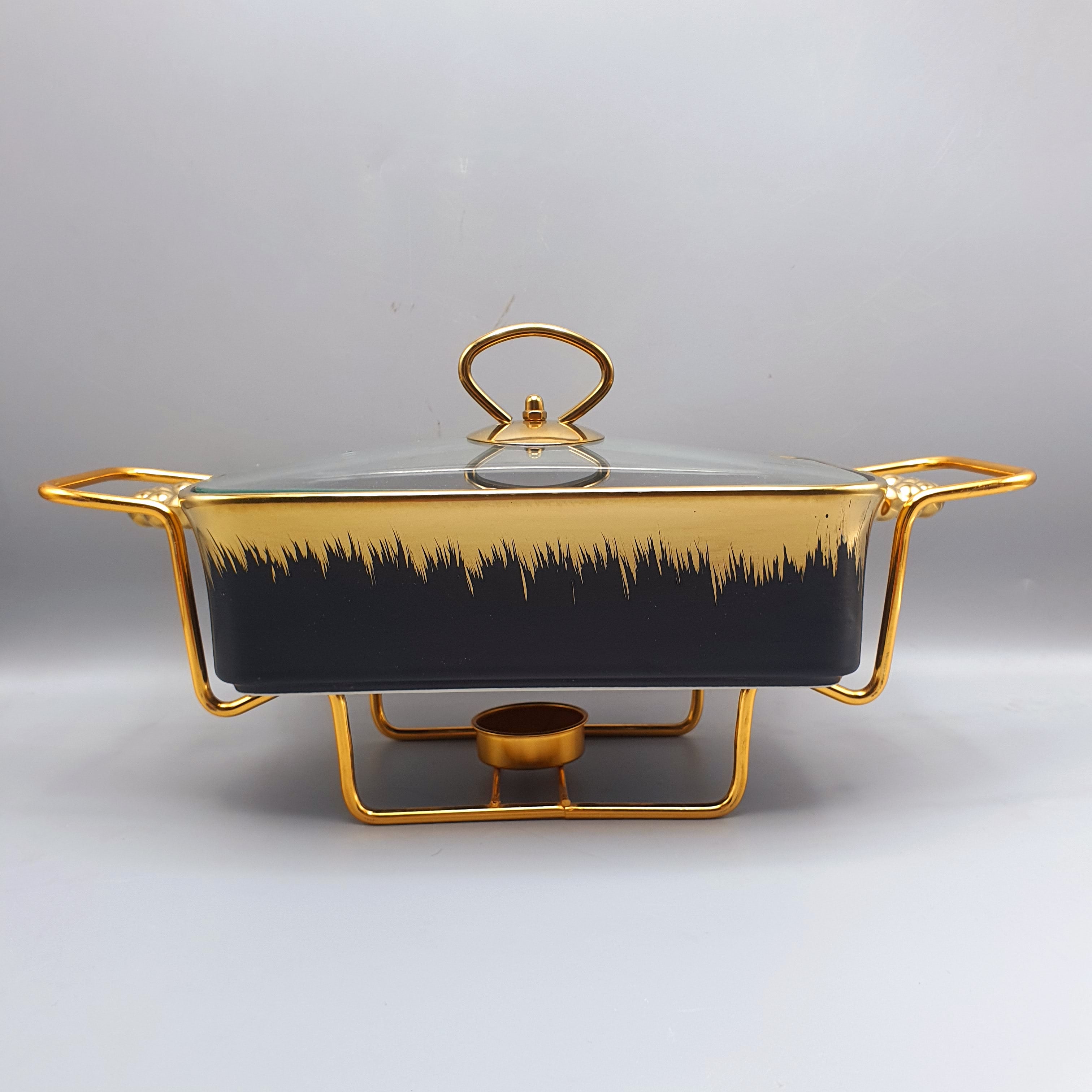 Set of 3 Nordic Buffet Dish - Black & Golden Buffet Dish