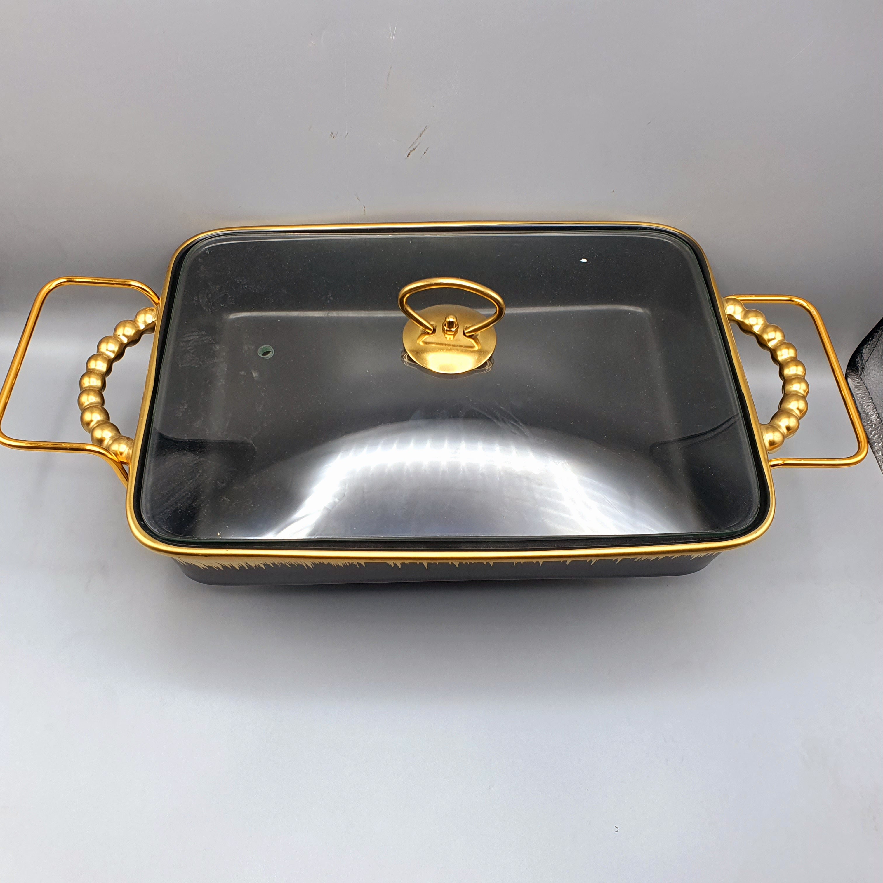 Set of 3 Nordic Buffet Dish - Black & Golden Buffet Dish