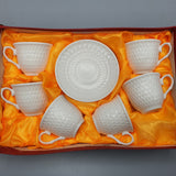 Qahwa Set Bone China 80ml Golf Ball Design-6 Cups & 6 Saucers-Round