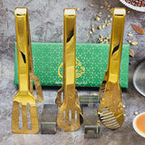 4 Large Golden Tongs