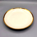 9 Inches Dinner Plate - White & Golden Ceramic