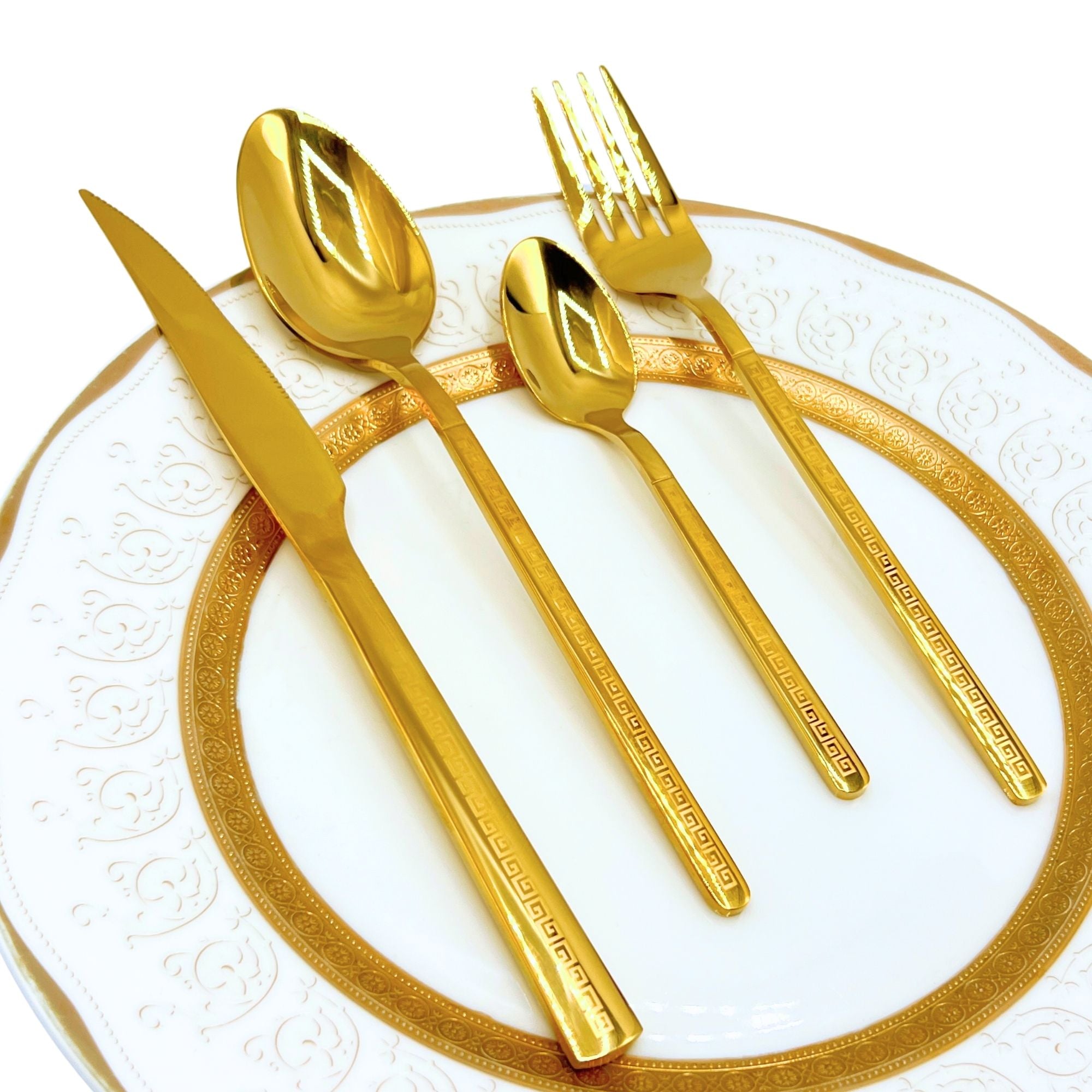 Versace Cutlery 24-Piece Golden Versace Pattern Design - 6 Person