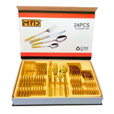 Versace Cutlery 24-Piece Golden Versace Pattern Design - 6 Person