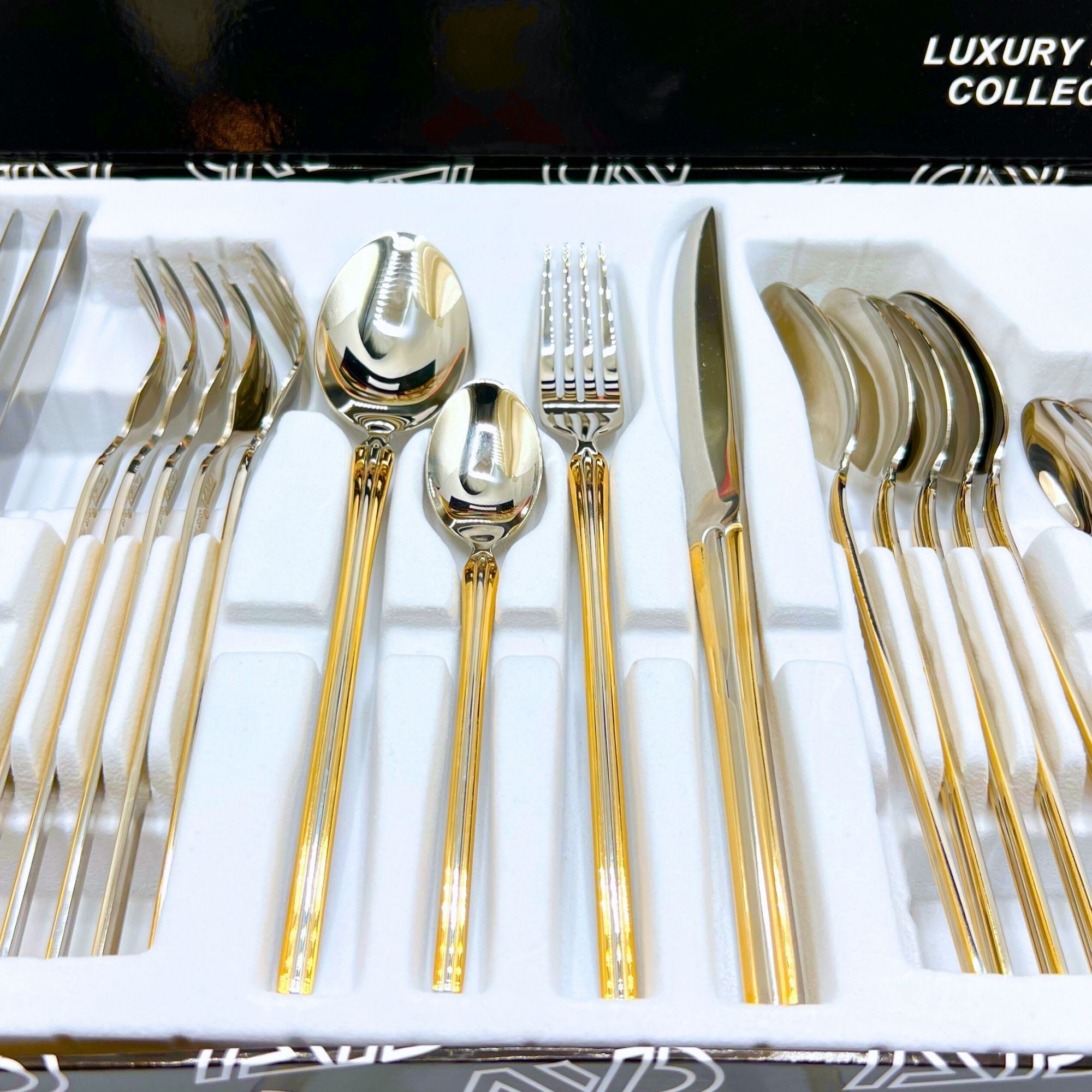 AYD Premium 24-Piece Golden & Silver Cutlery Set - 6 Person