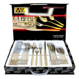 AYD Premium 24-Piece Golden & Silver Cutlery Set - 6 Person