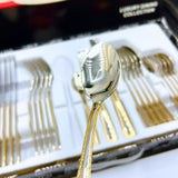 AYD Premium 24-Piece Silver & Golden Cutlery Set - 6 Person