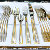 AYD Premium 24-Piece Silver & Golden Cutlery Set - 6 Person