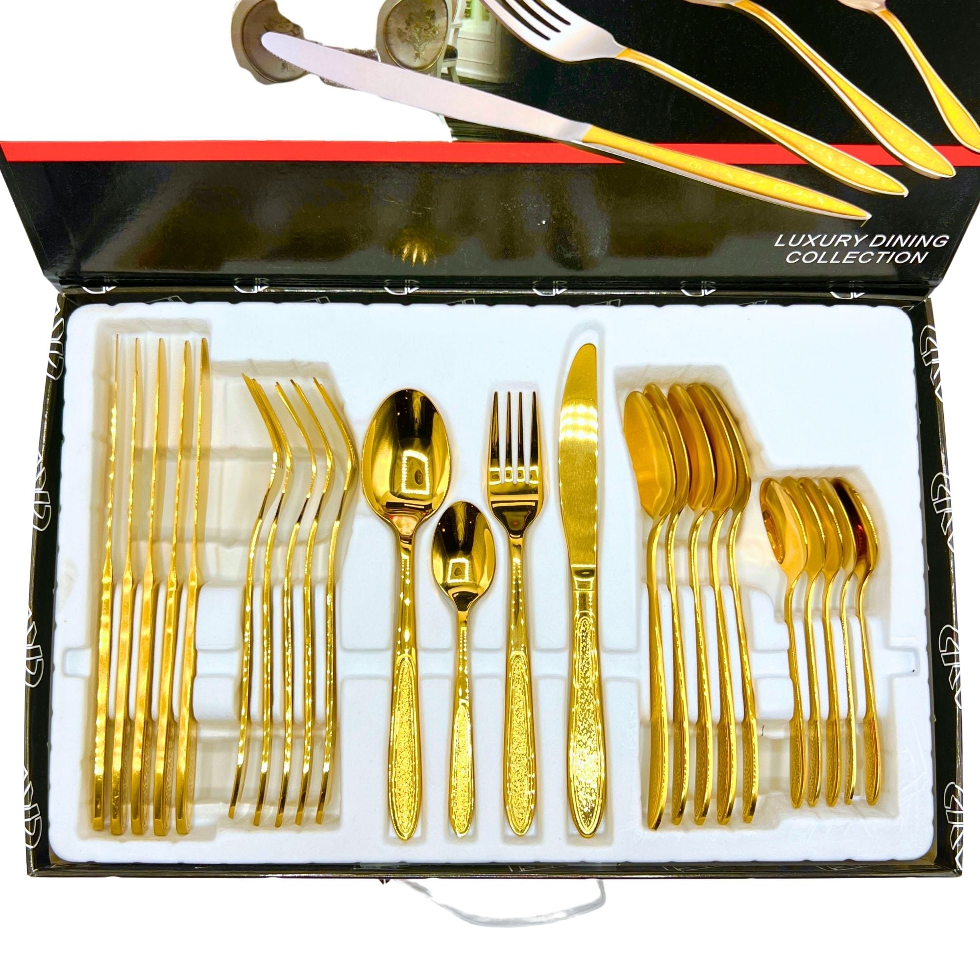 AYD Premium 24-Piece Golden Cutlery Set - 6 Person