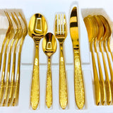 AYD Premium 24-Piece Golden Cutlery Set - 6 Person