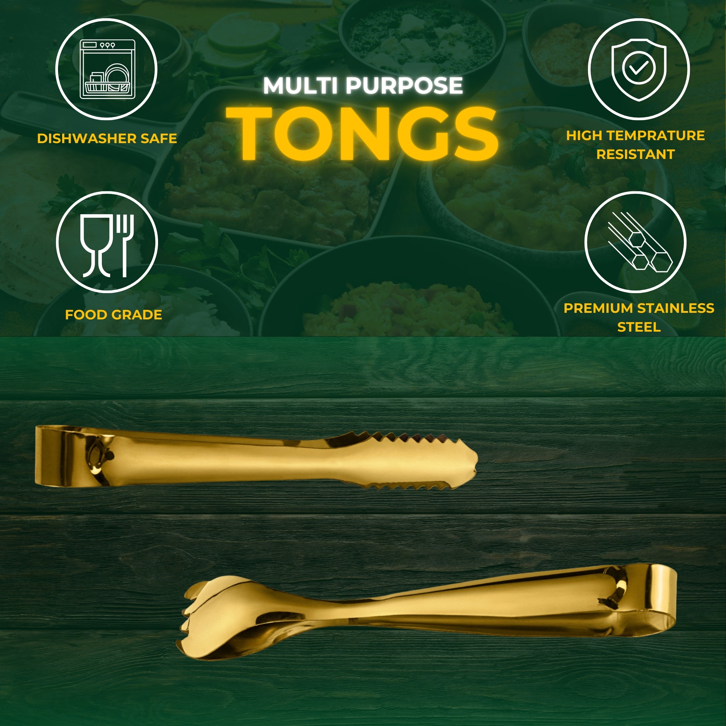 Golden Food Serving Tongs