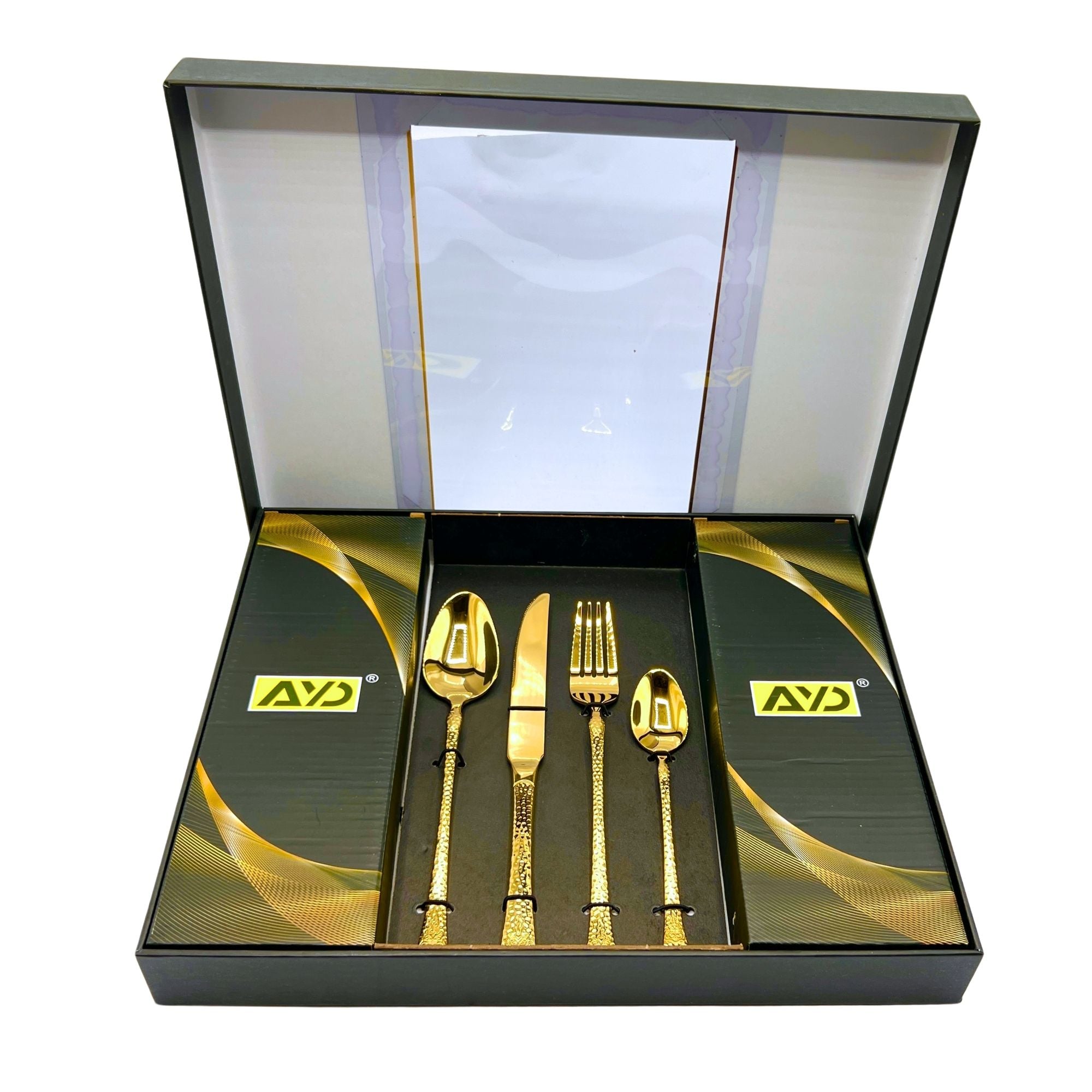 AYD Premium 24-Piece Hammered Golden Cutlery Set - 6 Person