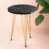 Metal Legs Table Set High Quality Glossy Top Waterproof MDF – Black Round