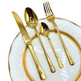 AYD Premium 24-Piece Golden Diamond Pattern Cutlery Set - 6 Person