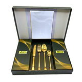 AYD Premium 24-Piece Golden Diamond Pattern Cutlery Set - 6 Person