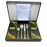Imported Cutlery 24-Piece Golden & Silver Diamond Pattern Design - 6 Person