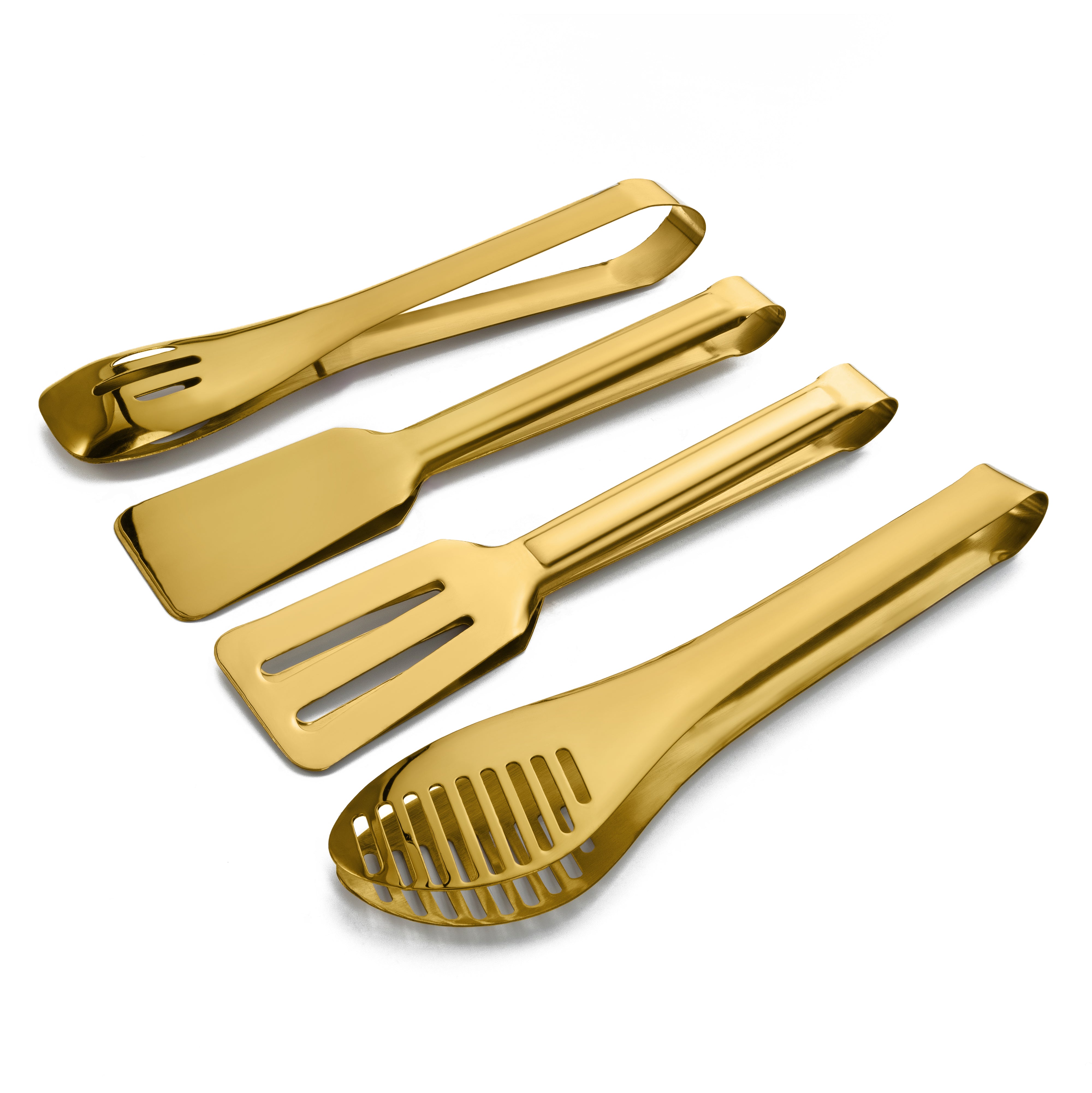 4 Large Golden Tongs