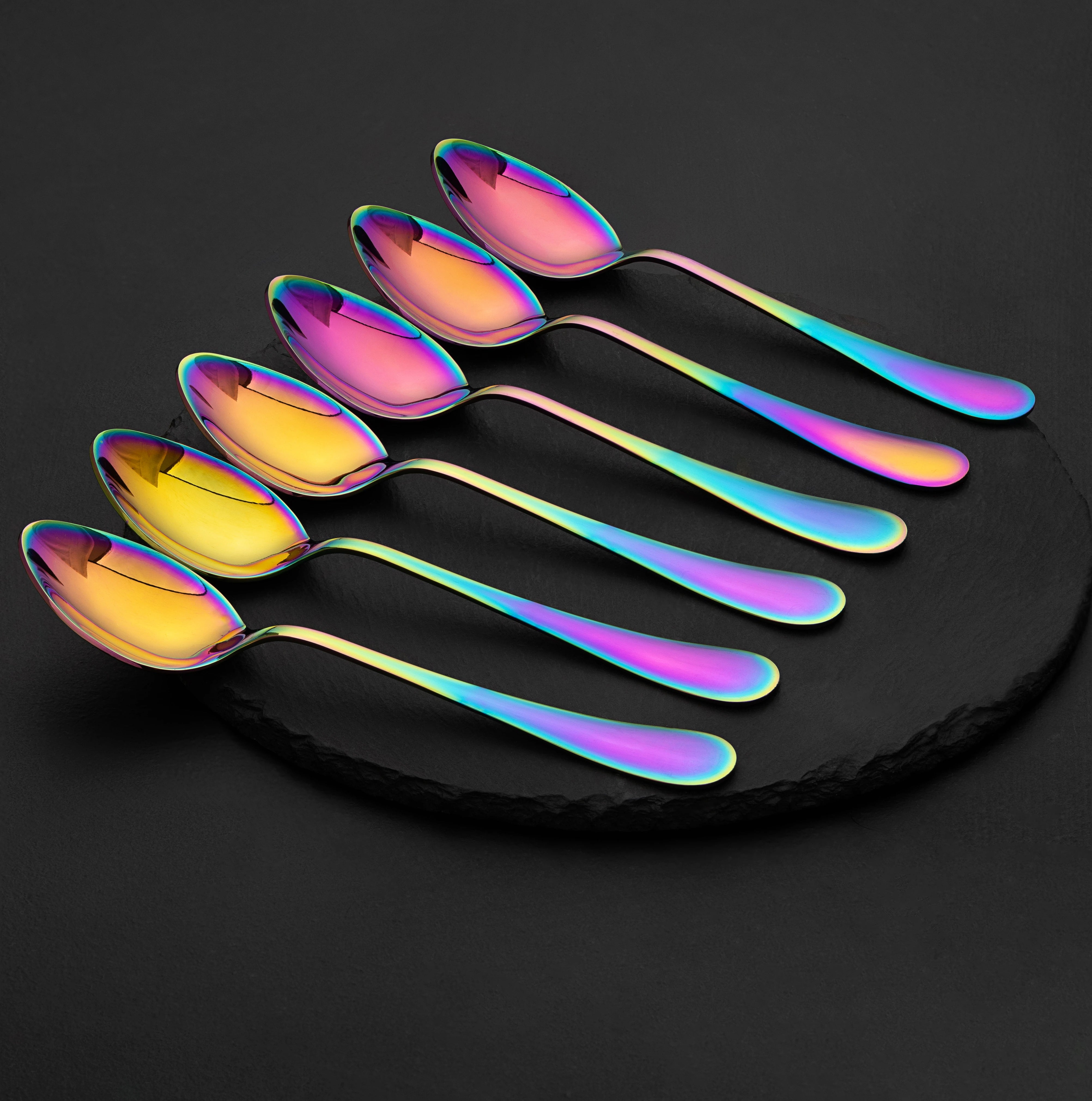 6 Table Spoon Multi Colored Golden Qareenay Manzil® branded