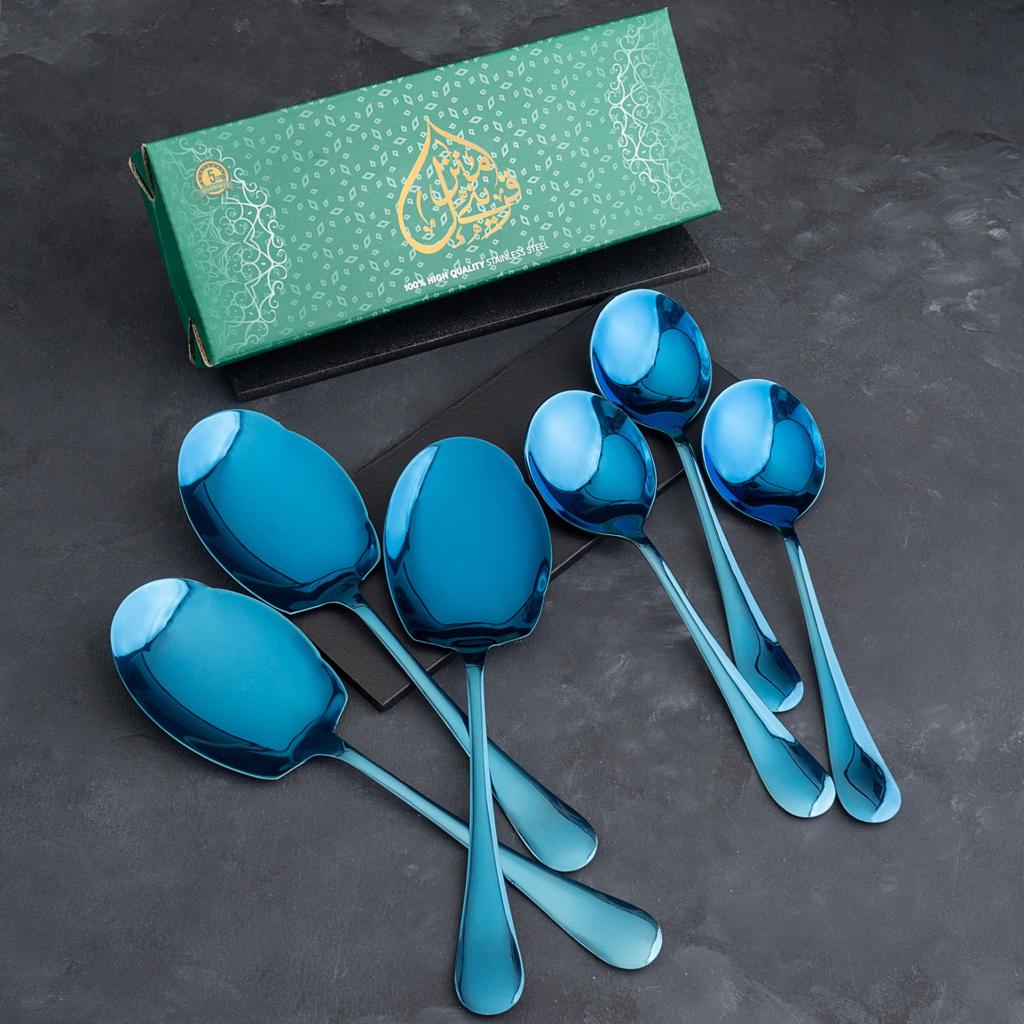 5 YEAR GUARANTEE 50 Gram Premium Shiny Blue Cutlery Set Qareenay Manzil® branded