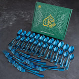 5 YEAR GUARANTEE 50 Gram Premium Shiny Blue Cutlery Set Qareenay Manzil® branded